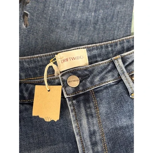 NWT Driftwood Womens Jeans Blue Kelly Bootcut Floral Embroidered Boho Size 31 - Picture 3 of 9